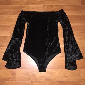 black crushed velvet bodysuit